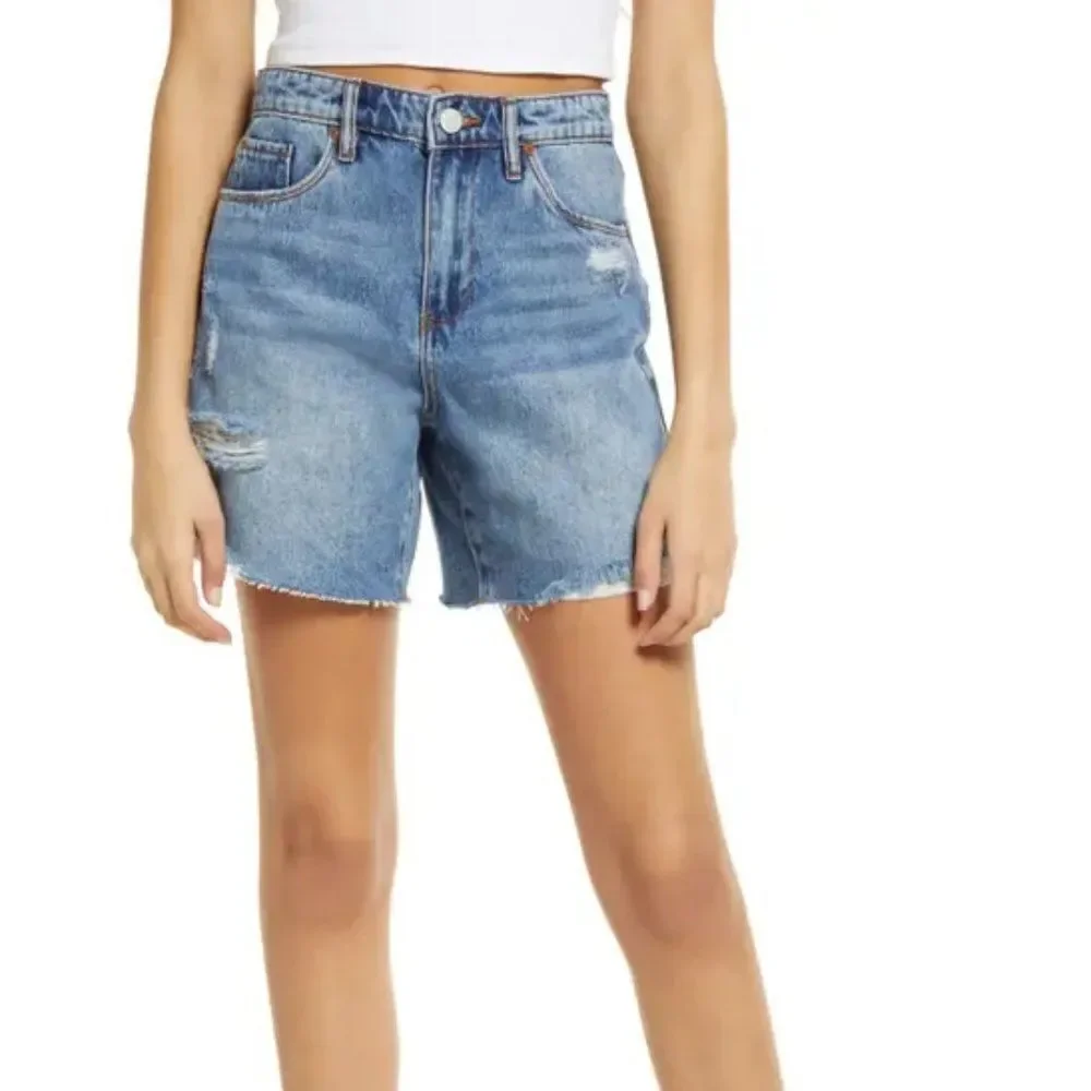 NEW! BLANK NYC | 'TheWarren' Work With Me Mid-thigh Distressed Jean Shorts sz 29